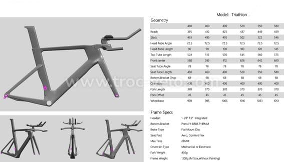 Cadre Triathlon / Contre-la-montre Carbone Aéro – Neuf – Rapport Performance / Prix exceptionnel - 4