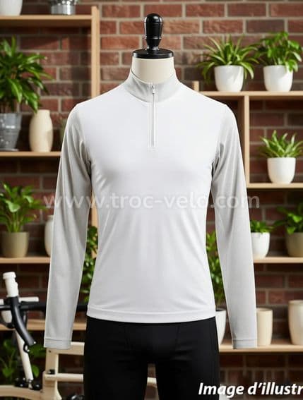 T-shirt maillot jersey manches longues windstopper anti coupe vent MYBIKE blanc nacré - 1